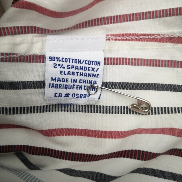 Tabi Wrinkle Resistant Stretch Ladies Size XL Red Grey White Striped Shirt - Picture 4 of 10